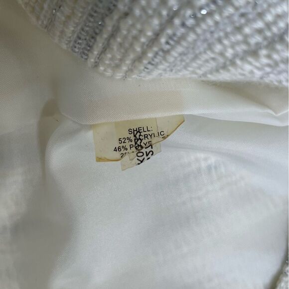 Karl Lagerfeld Tweed Fringe Ivory Metallic Sleeveless Shift Dress Women Size 12 - Picture 14 of 15